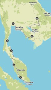 Karte und Route Südostasien